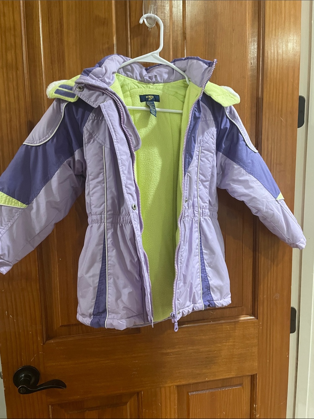 OshKosh B'gosh Lavender and Lime Green Hooded Puffer Jacket